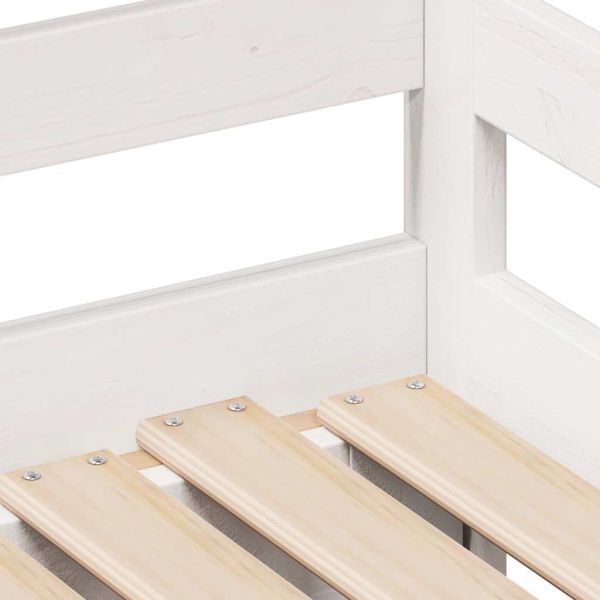 Легло с чекмеджета, без матрак, бяло, 90x200 см, масивно дърво