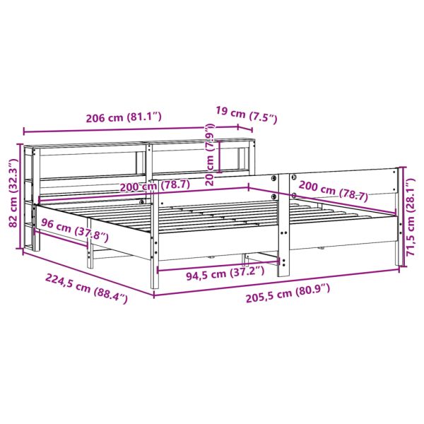 Рамка за легло без матрак 200x200 см масивна чамова дървесина