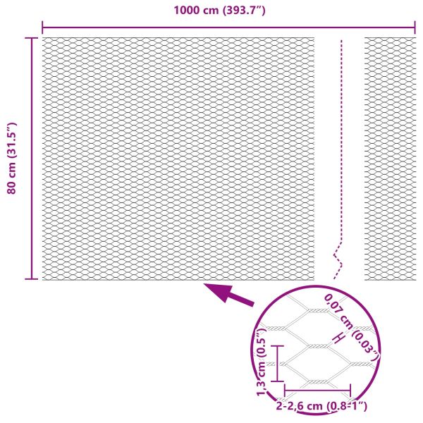 Шестоъгълна ограда Зелен 0.8 x 10 m Стомана