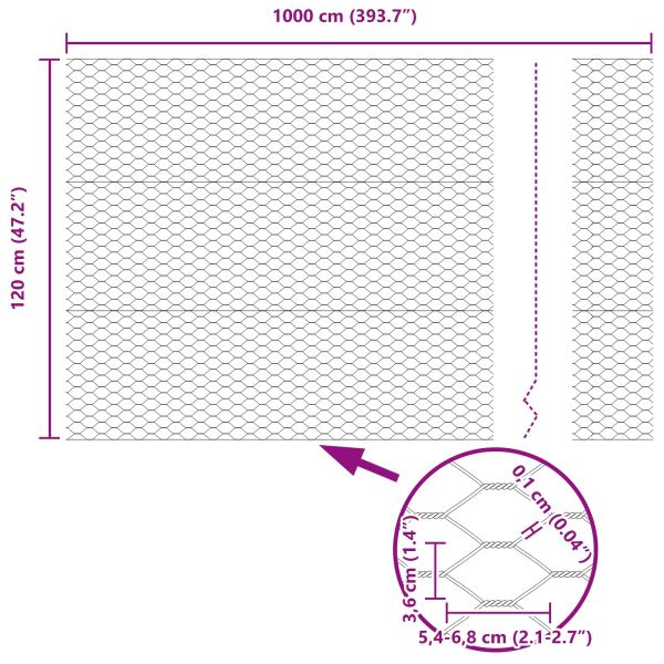 Шестоъгълна ограда Зелен 1.2 x 10 m Стомана