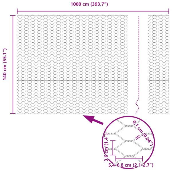 Шестоъгълна ограда Зелен 1.4 x 10 m Стомана