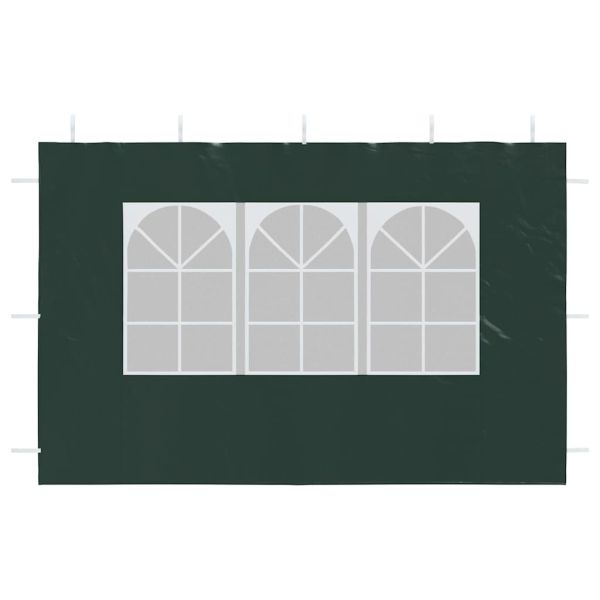 Странични стени за парти шатра, 2 бр, с прозорци, PE, зелени