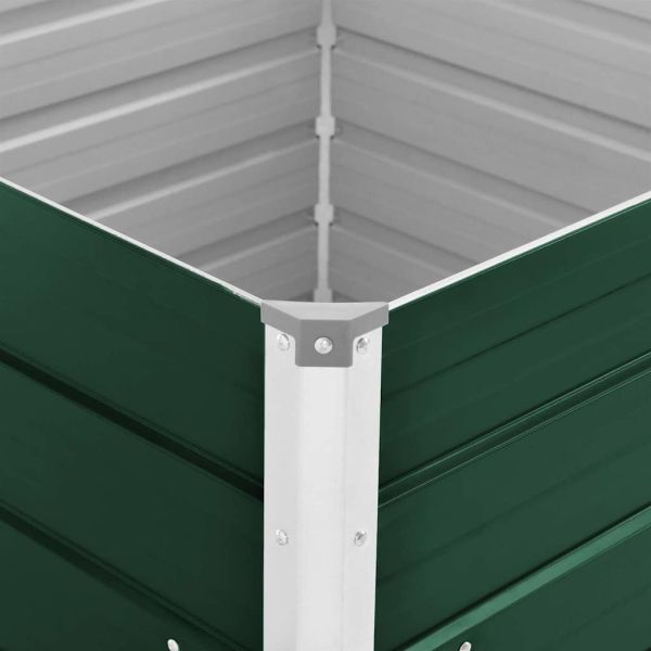 Повдигната леха, 100x100x77 см, поцинкована стомана, зелена