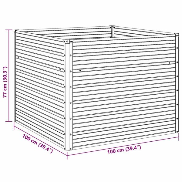 Повдигната леха, 100x100x77 см, поцинкована стомана, зелена