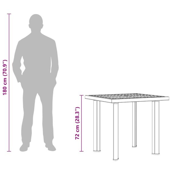 Градинска маса, антрацит, 80x75x72 см, пластмаса