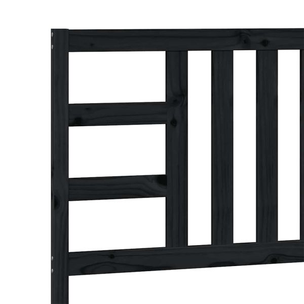 Горна табла за легло, черна, 106x4x100 см, бор масив