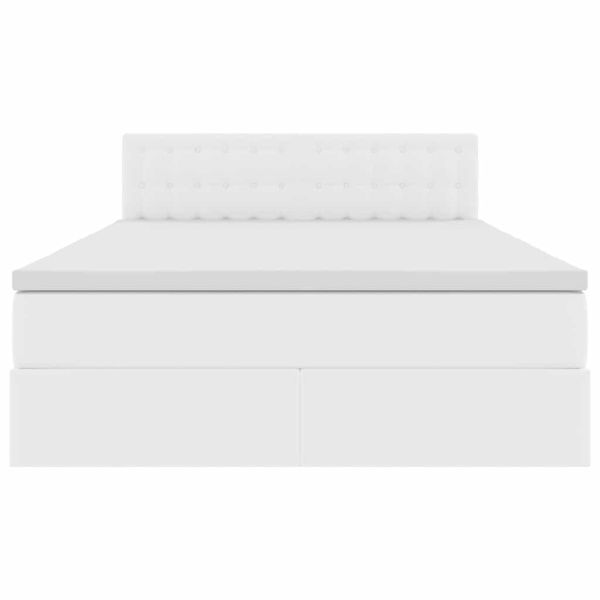 Легло с място за съхранение и LED Чисто бяло 140 x 190 cm