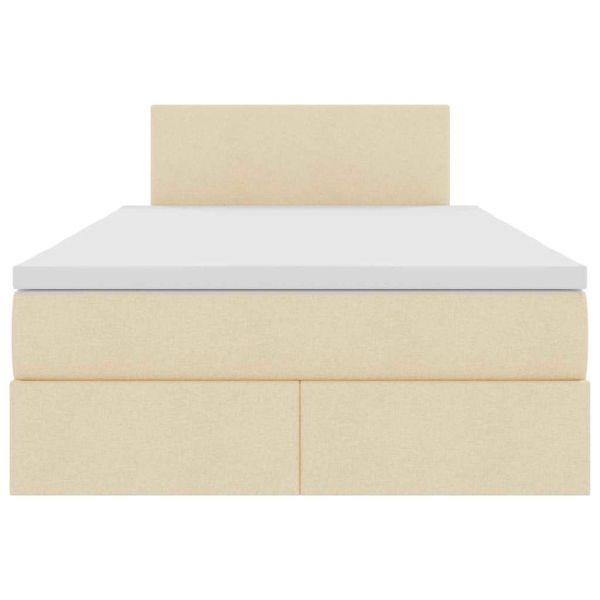 Легло с място за съхранение и LED Кремав 120 x 200 cm Полиестер