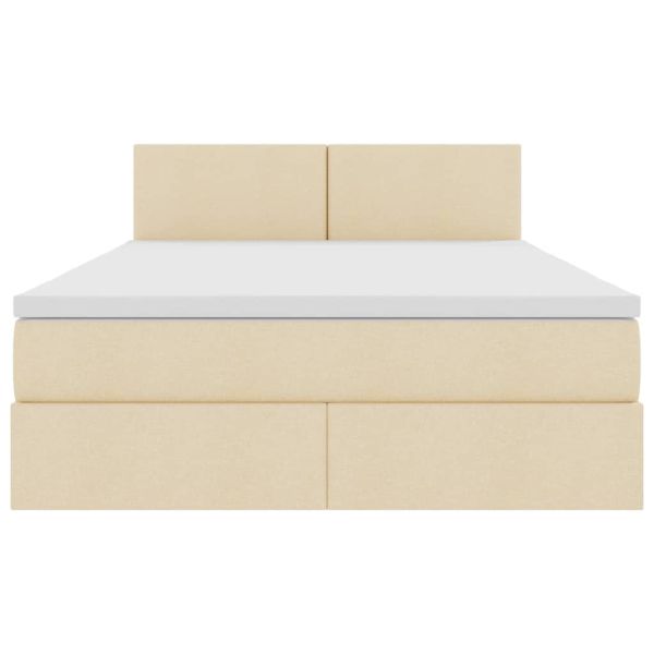 Легло с място за съхранение и LED Кремав 140 x 200 cm Полиестер