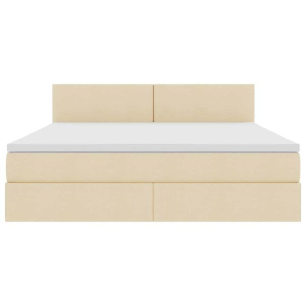 Легло с място за съхранение и LED Кремав 180 x 200 cm Полиестер