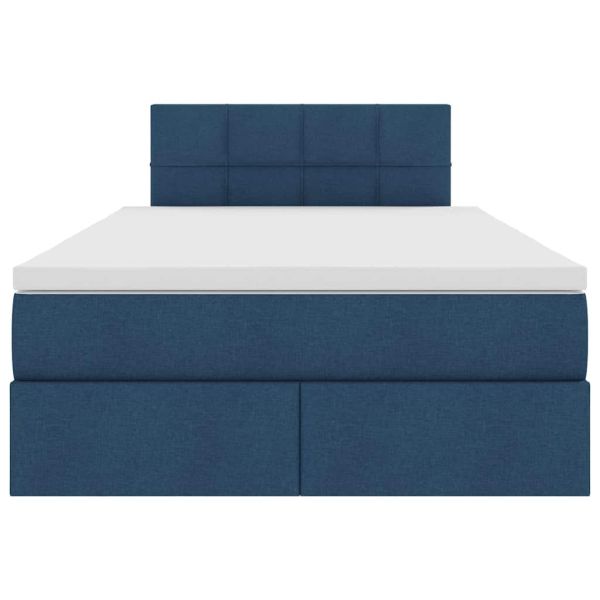 Легло с място за съхранение и LED Синьо 120 x 200 cm Полиестер