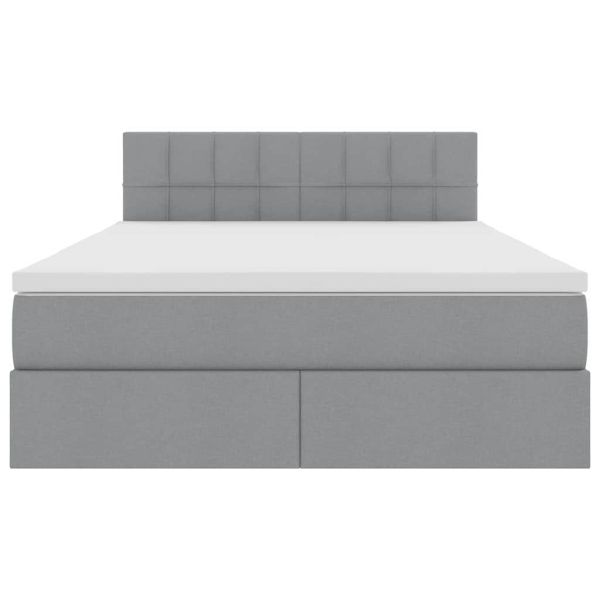 Легло с място за съхранение и LED Светлосиво 140 x 190 cm