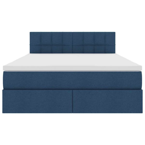 Легло с място за съхранение и LED Синьо 140 x 190 cm Полиестер