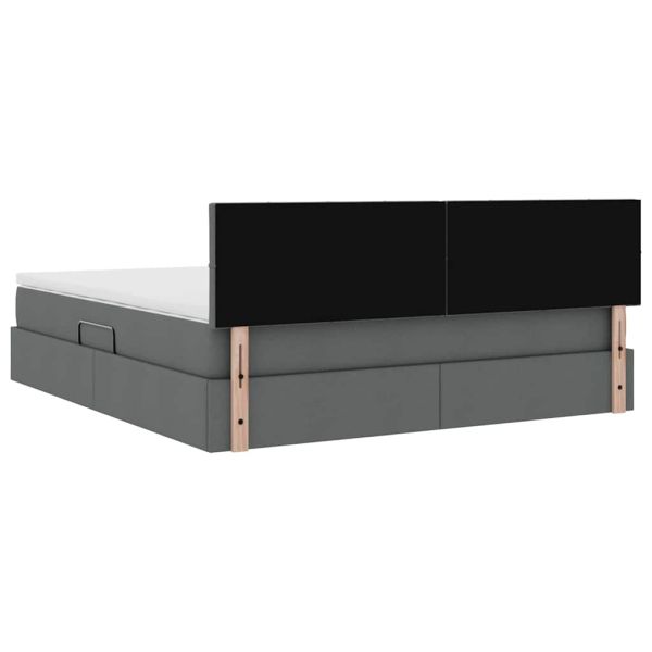 Легло с място за съхранение и LED Тъмен сив 180 x 200 cm