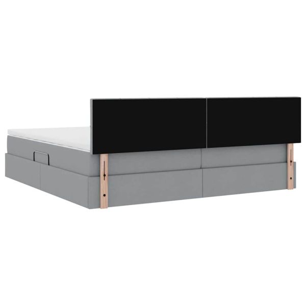 Легло с място за съхранение и LED Светлосиво 200 x 200 cm