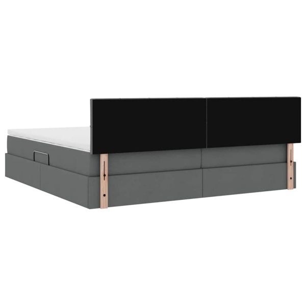 Легло с място за съхранение и LED Тъмен сив 200 x 200 cm