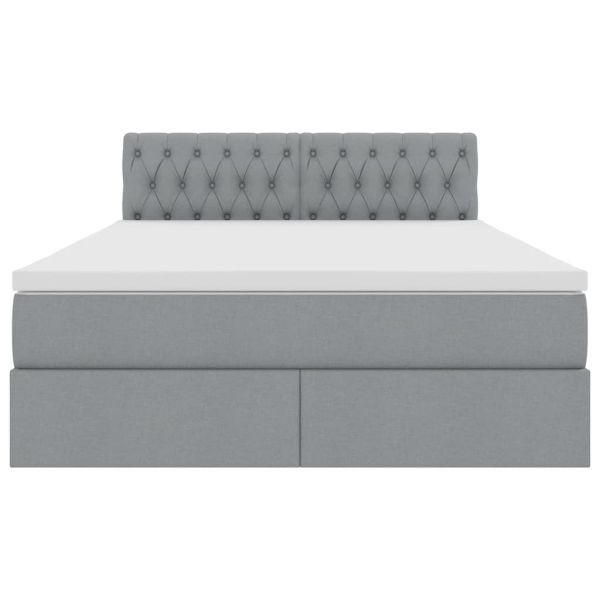 Легло с място за съхранение и LED Светлосиво 140 x 200 cm
