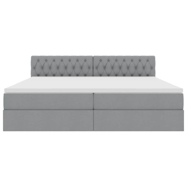 Легло с място за съхранение и LED Светлосиво 200 x 200 cm