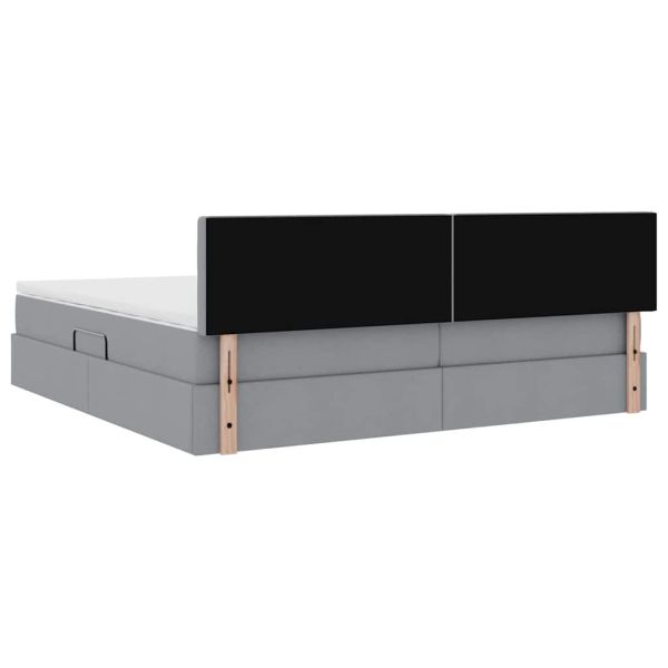 Легло с място за съхранение и LED Светлосиво 200 x 200 cm