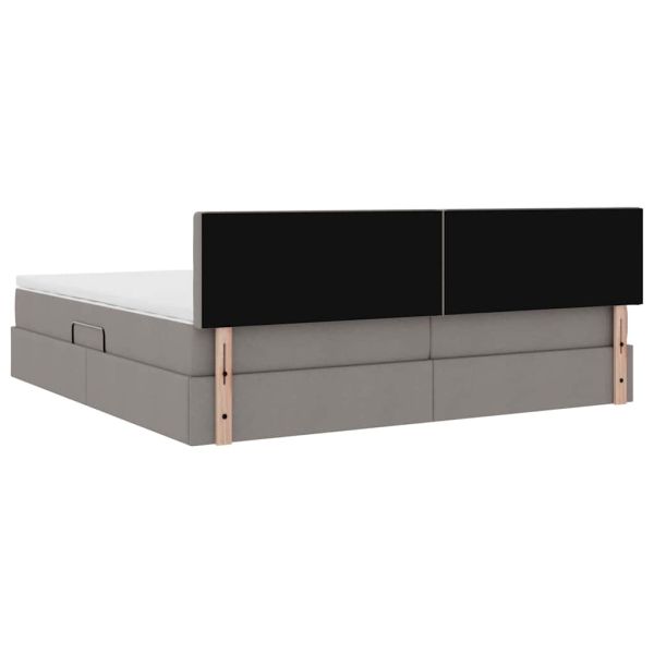 Легло с място за съхранение и LED Таупе 200 x 200 cm Полиестер