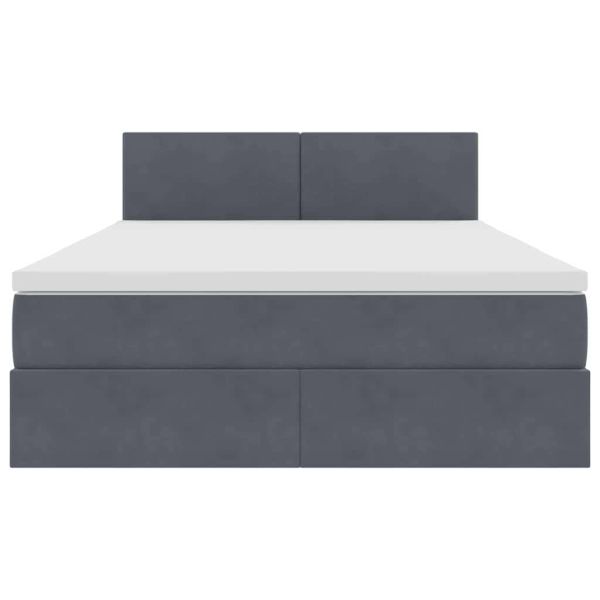 Легло с място за съхранение и LED Тъмен сив 140 x 200 cm Кадифе