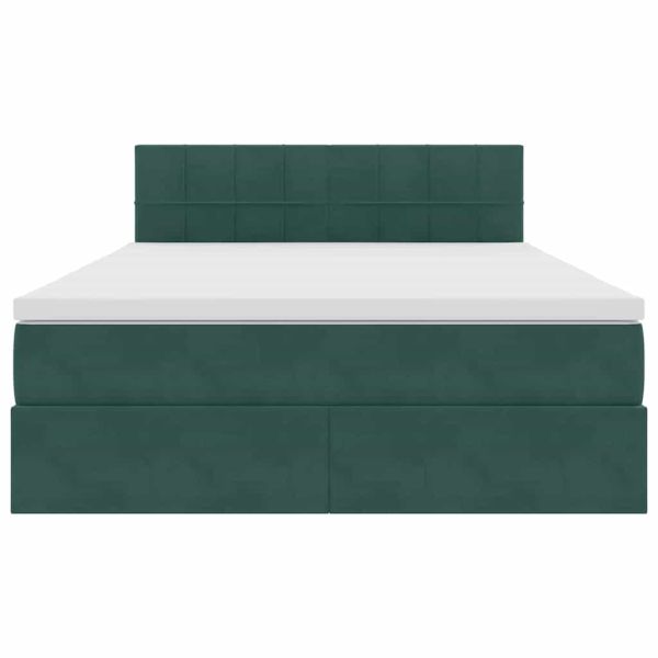 Легло с място за съхранение и LED Тъмен зелен 140 x 200 cm
