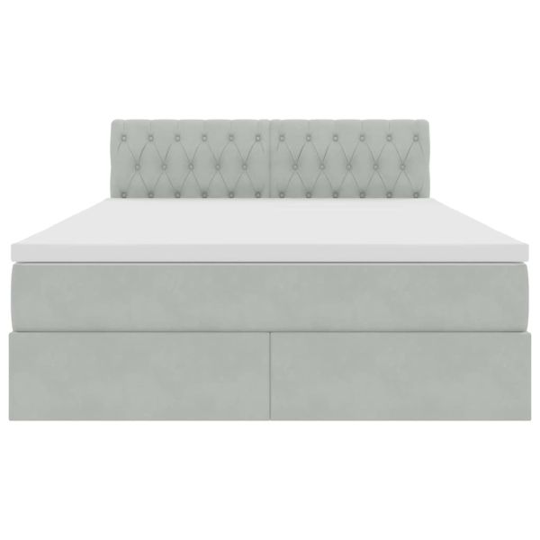 Легло с място за съхранение и LED Светлосиво 140 x 200 cm