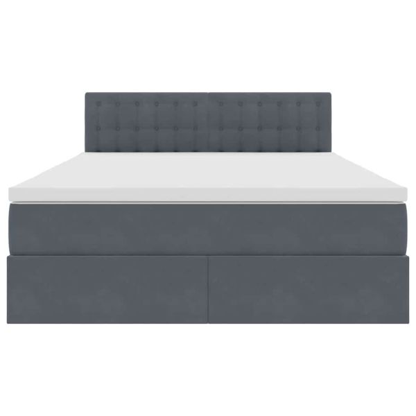 Легло с място за съхранение и LED Тъмен сив 140 x 190 cm Кадифе