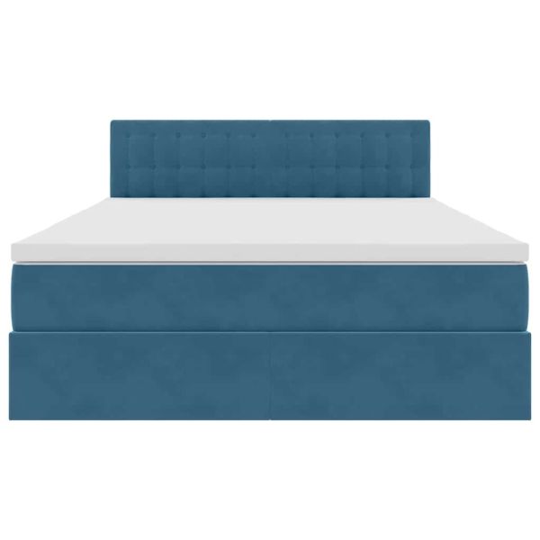 Легло с място за съхранение и LED Тъмен син 140 x 200 cm Кадифе