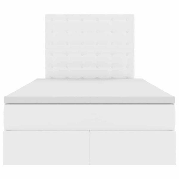 Легло с място за съхранение и LED Чисто бяло 120 x 200 cm