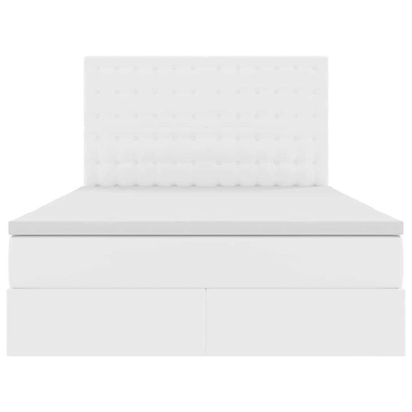 Легло с място за съхранение и LED Чисто бяло 140 x 200 cm