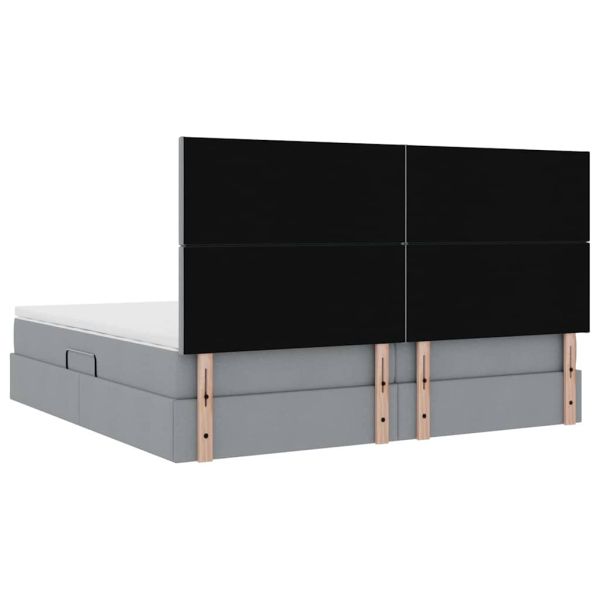 Легло с място за съхранение и LED Светлосиво 200 x 200 cm