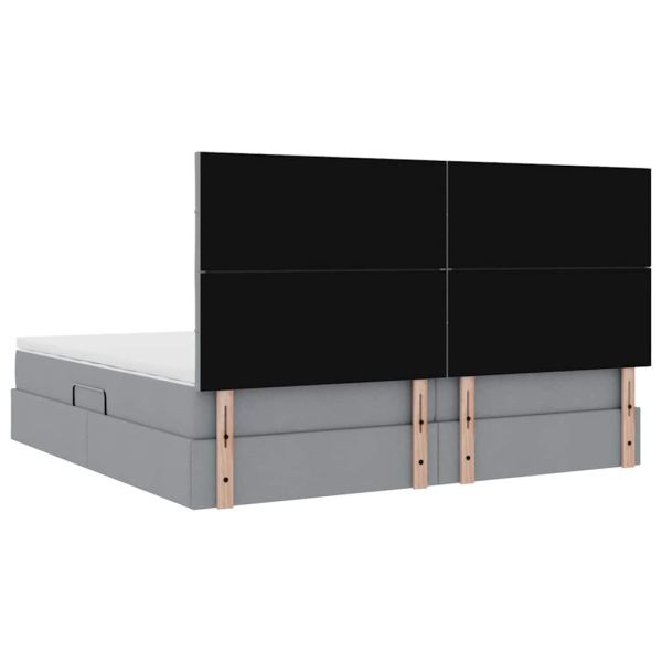 Легло с място за съхранение и LED Светлосиво 200 x 200 cm