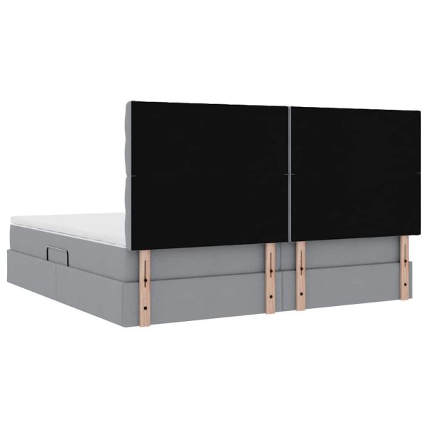 Легло с място за съхранение и LED Светлосиво 200 x 200 cm