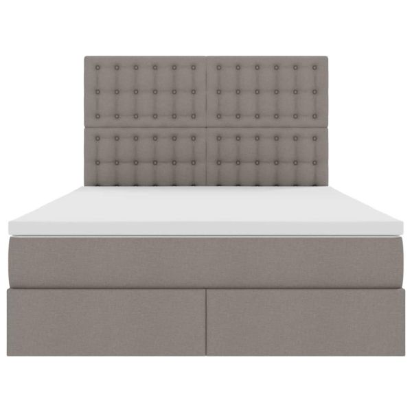 Легло с място за съхранение и LED Таупе 140 x 200 cm Полиестер