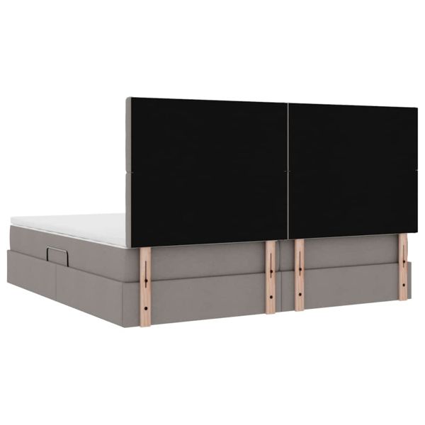 Легло с място за съхранение и LED Таупе 200 x 200 cm Полиестер