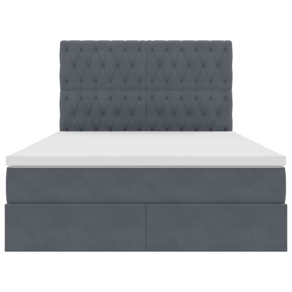 Легло с място за съхранение и LED Тъмен сив 140 x 190 cm Кадифе