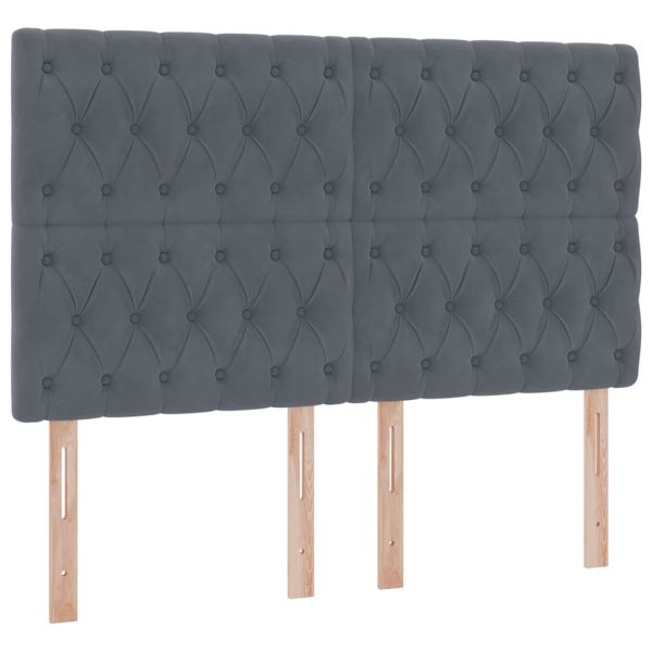 Легло с място за съхранение и LED Тъмен сив 140 x 190 cm Кадифе