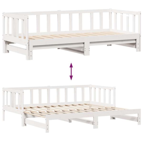 Дневно легло с уширение и чекмеджета без матрак бяло 90x200 см