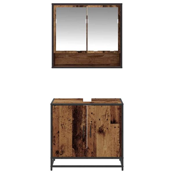 Комплект мебели за баня 2 pcs Старо дърво Инженерно дърво