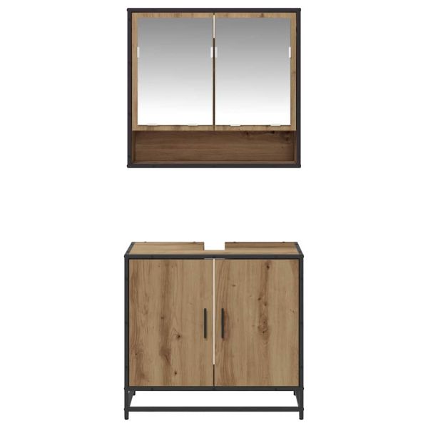 Комплект мебели за баня с рафт 2 pcs Дъб Инженерно дърво