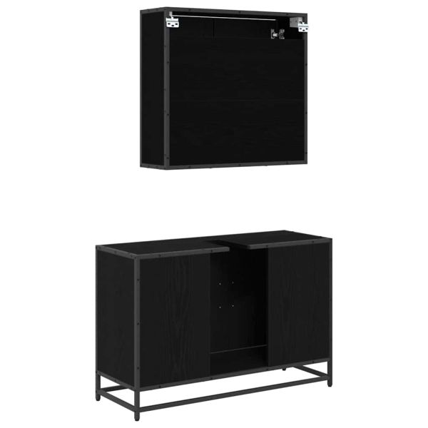 Комплект мебели за баня с рафт 2 pcs Черния дъб Инженерно дърво