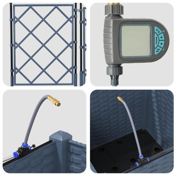 Градински саксии Сив 40 x 40 x 142 cm Стомана