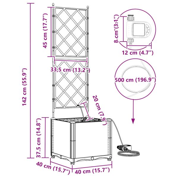 Градински саксии Сив 40 x 40 x 142 cm Стомана