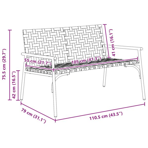Градински стол Черно 113 x 79 x 75см полиратан
