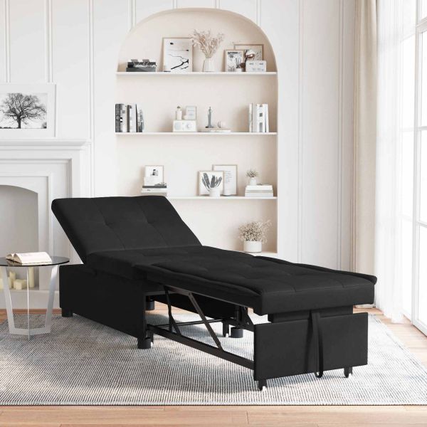 Диван легло с възглавница Черно 67 x 194 x 82 см Шперплат