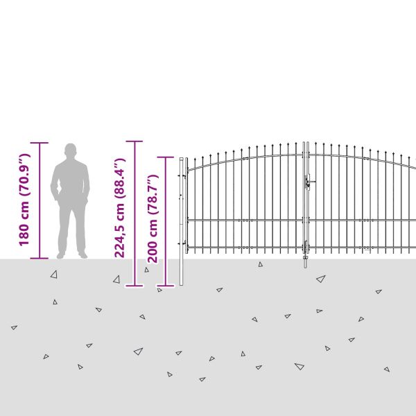 Градинска врата Черно 100 x 500 cm Стомана