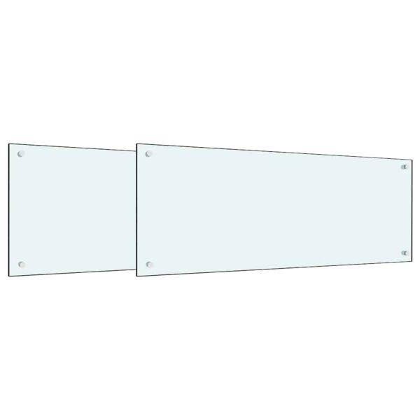 Кухненски заден панел 2 pcs Бяло 100 x 40 cm закалено стъкло