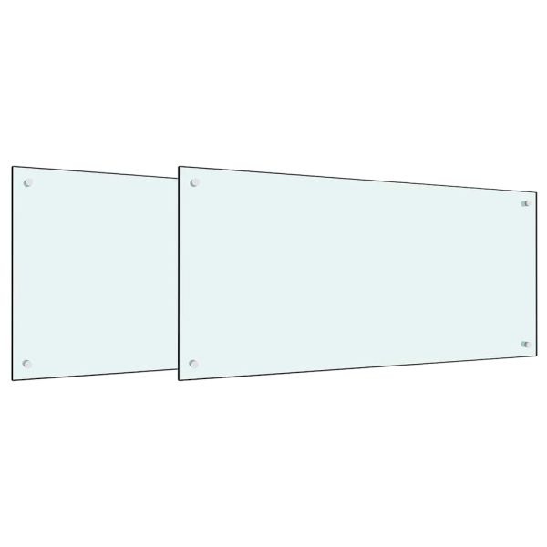 Кухненски заден панел 2 pcs Бяло 100 x 50 cm закалено стъкло