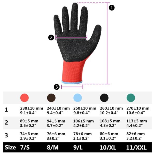 Работни ръкавици 12 pcs Червен и Черен 9 / l Латексно покритие